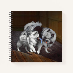 Keeshond Playtime Malerei - Niedliche Original Dog Notizbuch