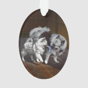 Keeshond Playtime Malerei - Niedliche Original Dog Ornament