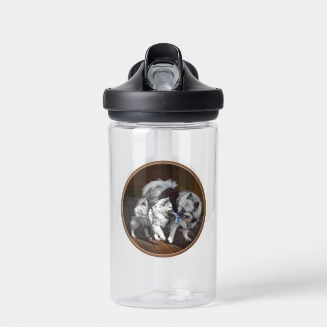 Keeshond Playtime Malerei - Niedliche Original Dog Trinkflasche (Vorne)