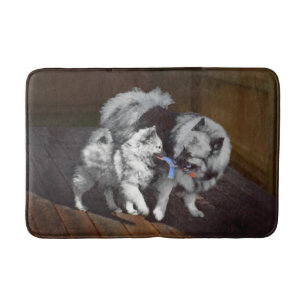 Keeshond Playtime Painting - Cute Original Dog Art Badematte