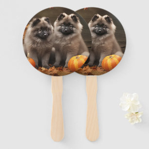Keeshond Puppy Autumn Delight Pumpkin Fächer