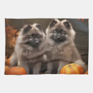 Keeshond Puppy Autumn Delight Pumpkin Geschirrtuch