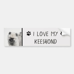 Keeshond Puppy Drawing - Cute Original Dog Art Autoaufkleber