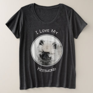 Keeshond Puppy Drawing - Cute Original Dog Art Große Größe T-Shirt