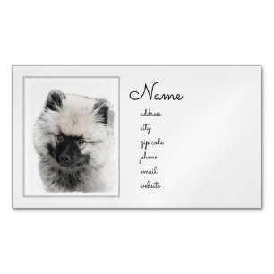 Keeshond Puppy Drawing - Cute Original Dog Art Magnetische Visitenkarte