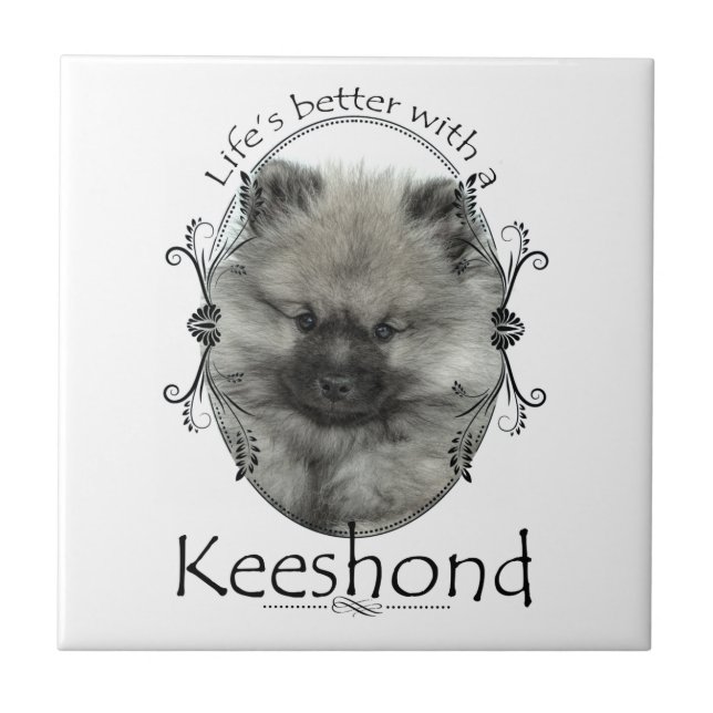 Keeshond Puppy Keramik Tile Fliese (Vorderseite)