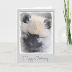 Keeshond Puppy Painting - Niedliche Original Dog A Karte