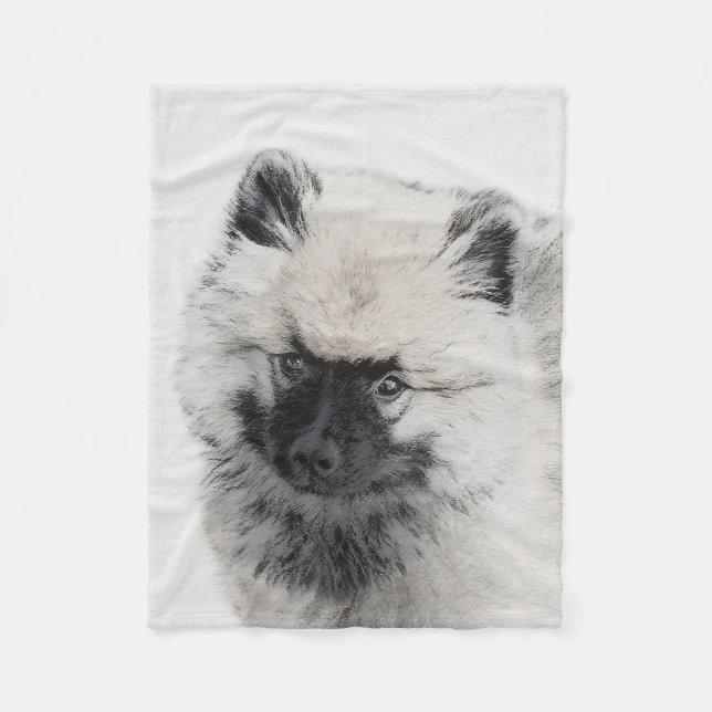 Keeshond Puppy Zeichne - Niedliche Original Hundek Fleecedecke (Vorderseite)