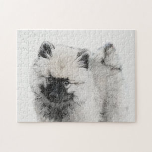 Keeshond Puppy Zeichnend - Niedliche Original Hund