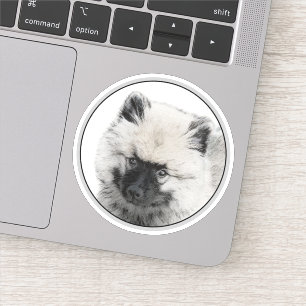 Keeshond Puppy Zeichnend - Niedliche Original Hund Aufkleber