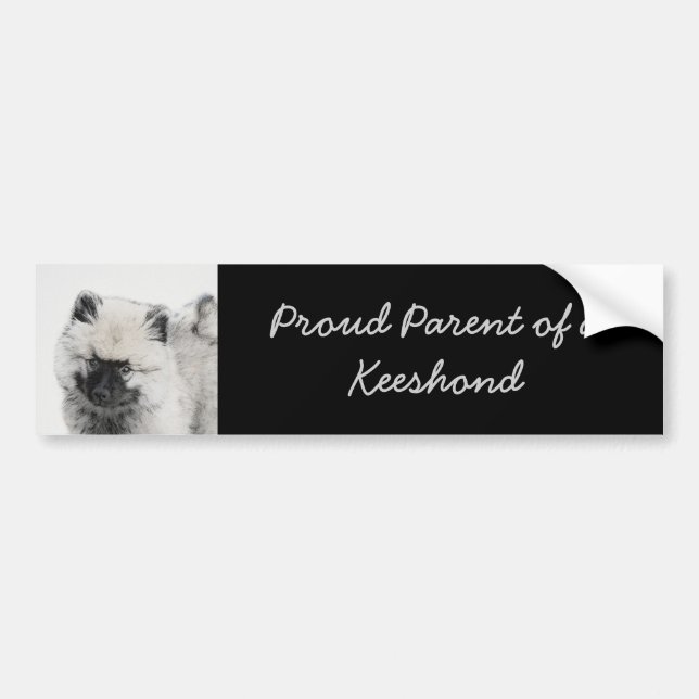 Keeshond Puppy Zeichnend - Niedliche Original Hund Autoaufkleber (Vorne)