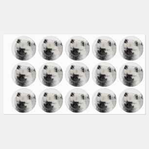 Keeshond Puppy Zeichnend - Niedliche Original Hund Etiketten