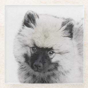 Keeshond Puppy Zeichnend - Niedliche Original Hund Glasuntersetzer