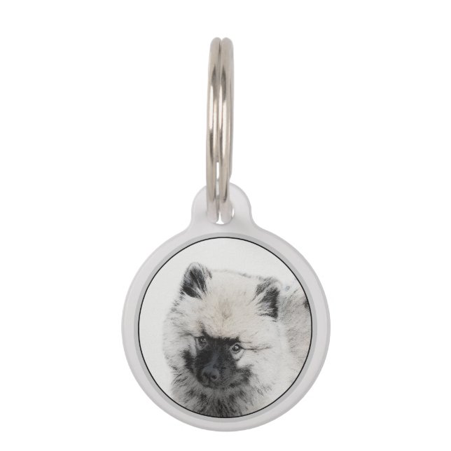 Keeshond Puppy Zeichnend - Niedliche Original Hund Haustiermarke (Vorderseite)