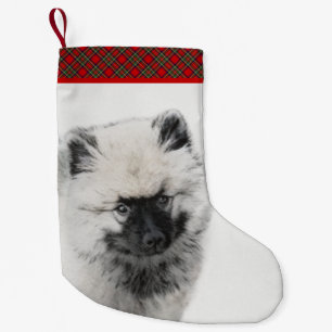 Keeshond Puppy Zeichnend - Niedliche Original Hund Kleiner Weihnachtsstrumpf