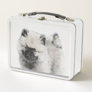 Keeshond Puppy Zeichnend - Niedliche Original Hund Metall Brotdose