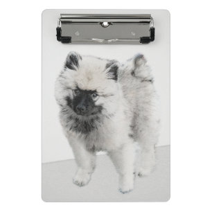 Keeshond Puppy Zeichnend - Niedliche Original Hund Mini Klemmbrett