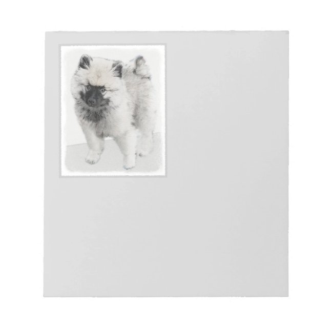 Keeshond Puppy Zeichnend - Niedliche Original Hund Notizblock (Vorderseite)