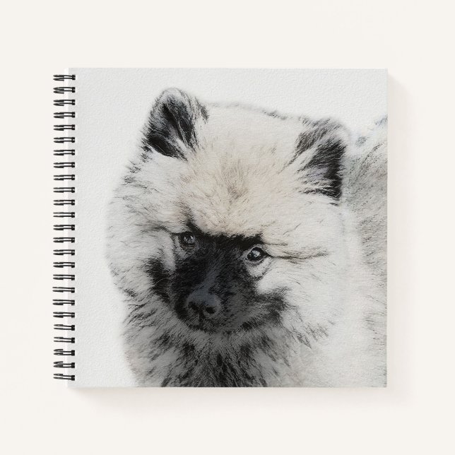 Keeshond Puppy Zeichnend - Niedliche Original Hund Notizbuch (Vorderseite)