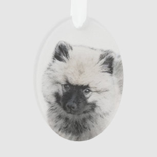 Keeshond Puppy Zeichnend - Niedliche Original Hund Ornament