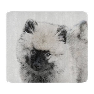 Keeshond Puppy Zeichnend - Niedliche Original Hund Schneidebrett