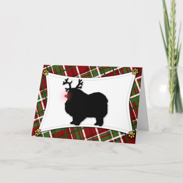 Keeshond-Ren-Weihnachtskarte Feiertagskarte (Vorderseite)
