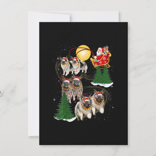Keeshond Rentier Christmas Dog Riding Santa Xmas Einladung (Vorderseite)