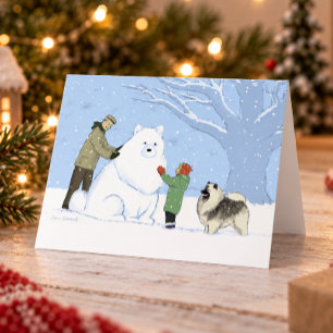 Keeshond Schnee Hund Süße Winter Szene Weihnachten