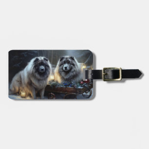 Keeshond Schneeschlitten Weihnachtsdekoration Gepäckanhänger