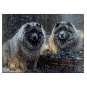 Keeshond Schneeschlitten Weihnachtsdekoration Schneidebrett