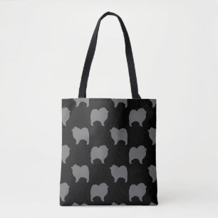 Keeshond-Silhouette-Muster grau und schwarz Tasche