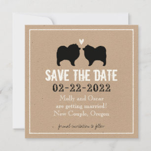 Keeshond-Silhouetten beim Hochzeitsstichtag speich Save The Date