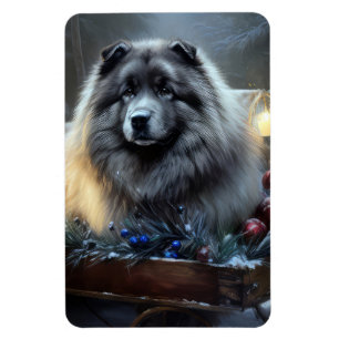 Keeshond Snowy Sleigh Weihnachtsdekor Magnet
