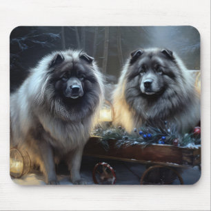 Keeshond Snowy Sleigh Weihnachtsdekor Mousepad