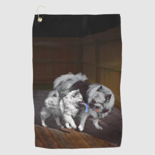 Keeshond Spielzeit Malerei - Süße Original-Hunde-K Golfhandtuch
