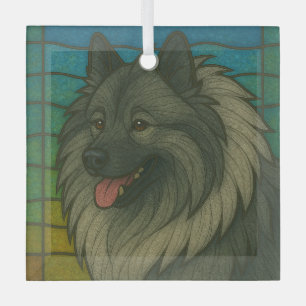 Keeshond "Stached Glass" Ornament Aus Glas