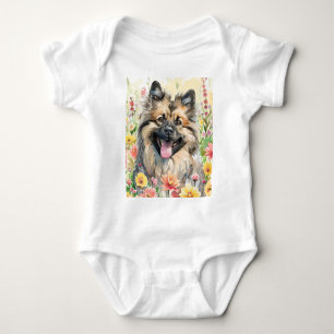 Keeshond-Wasserfarben-Babysuit Baby Strampler