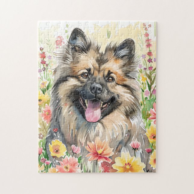 Keeshond-Wasserfarben-Puzzle (Vertikal)