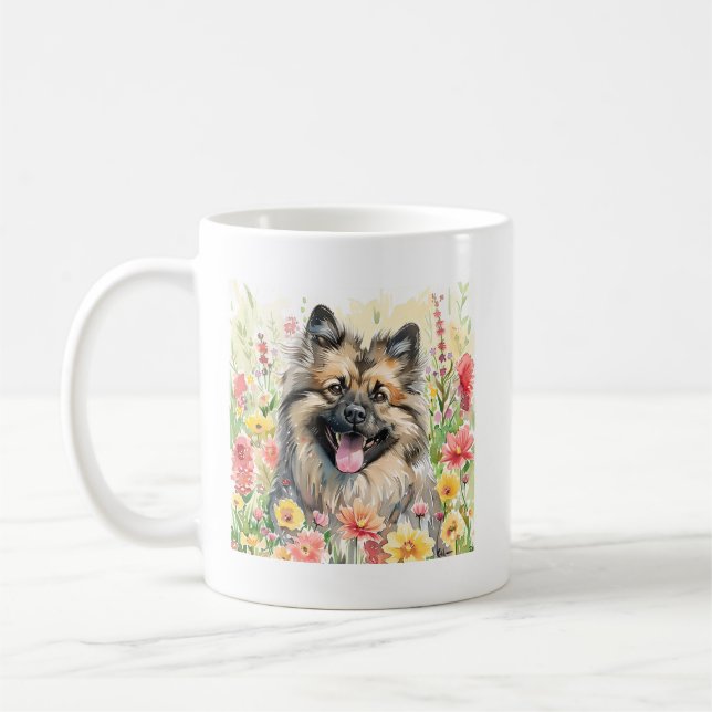 Keeshond Watercolor Mug Kaffeetasse (Links)