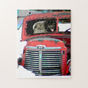 Keeshond-Weihnachtsalte LKW-Malerei-Hundekunst