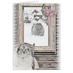 Keeshond Weihnachtsfenster Malerei Hund Kunst