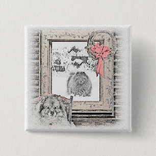 Keeshond Weihnachtsfenster Malerei Hund Kunst Button