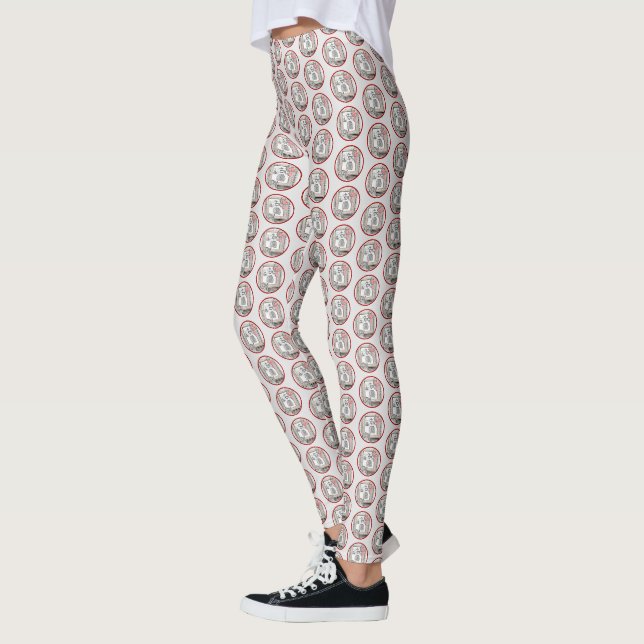 Keeshond Weihnachtsfenster Malerei Hund Kunst Leggings (Links)