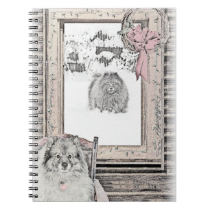 Keeshond Weihnachtsfenster Malerei Hund Kunst Notizblock