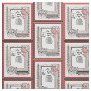 Keeshond Weihnachtsfenster Malerei Hund Kunst Stoff