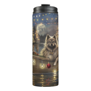 Keeshond Weihnachtsfestreise Thermosbecher