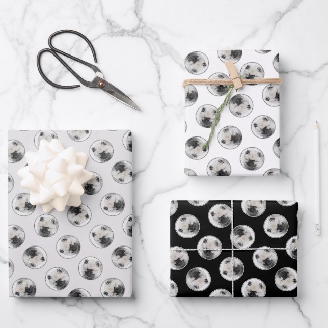 Keeshond Zeichnend Schlüssel Welpe Niedlich Origin Geschenkpapier Set (Vorderseite)