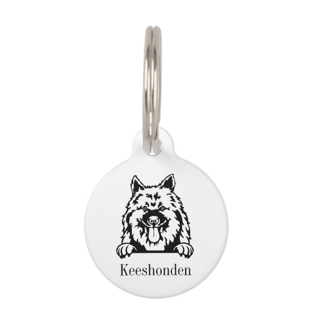 Keeshonden Hund personalisiert Namensschild Haustiermarke (Vorderseite)