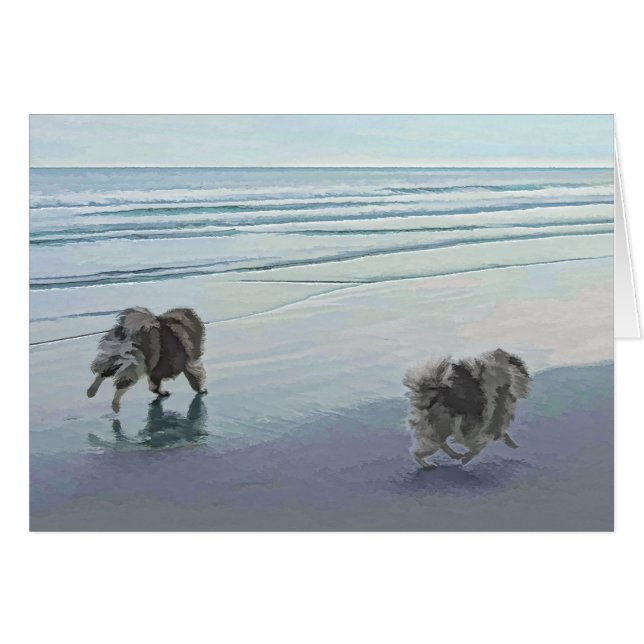 Keeshonds an der Küste Malerei Hund Kunst (Vorderseite (Horizontal))