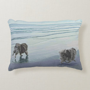 Keeshonds an der Küste Malerei Hund Kunst Dekokissen
